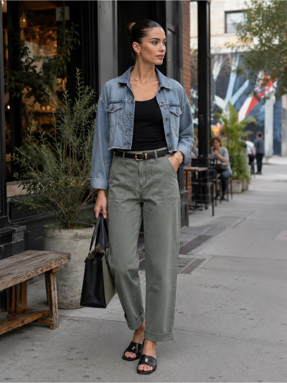 ON Sage Soft Olive Green Straight Leg Utility Chino Pants | Classic Neutral